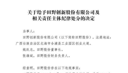 因信披违规，蜜雪冰城、奈雪的茶供应商田野股份董事长遭处分