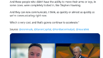 马斯克称Neuralink植入者的交流速度几乎和正常人一样快