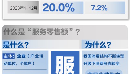 基本面 | 2023年服务零售额同比增长20%，增速连续三月回升