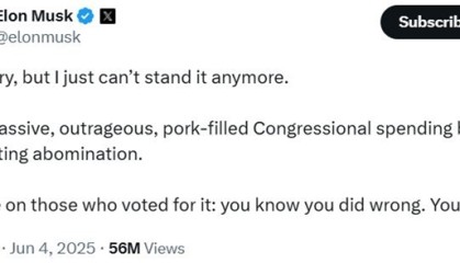 “令人作呕”，马斯克炮轰特朗普政府支出法案