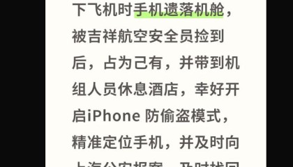 安全员私拿旅客遗落手机，吉祥航空回应称涉事员工违规已解聘