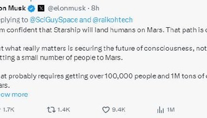 马斯克称相信星舰会将人类送上火星