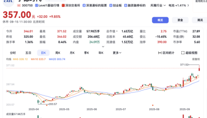 一度涨超14%！宁德时代股价创上市以来新高
