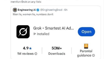 马斯克转发Grok高评分截图，继续指责苹果损害竞争