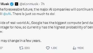 马斯克称谷歌在AI领域暂时领先，暗示xAI将后来居上