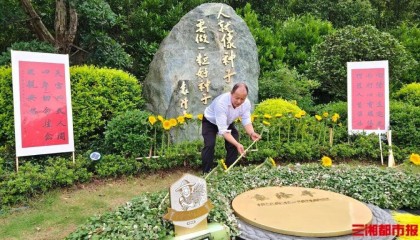 袁隆平逝世4周年，家人在墓前种下22株向日葵