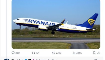 马斯克回应瑞安航空拒绝在其飞机上安装星链系统